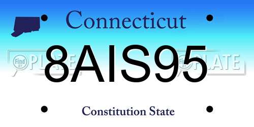 8AIS95 Connecticut License Plate