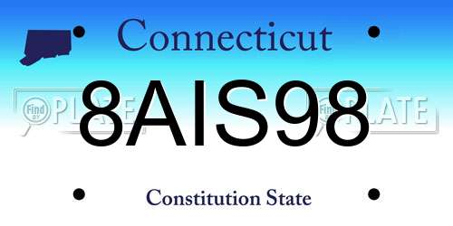 8AIS98 Connecticut License Plate