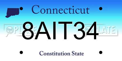 8AIT34 Connecticut License Plate