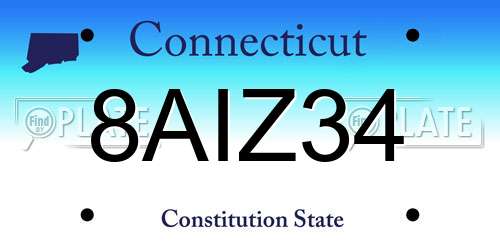 8AIZ34 Connecticut License Plate
