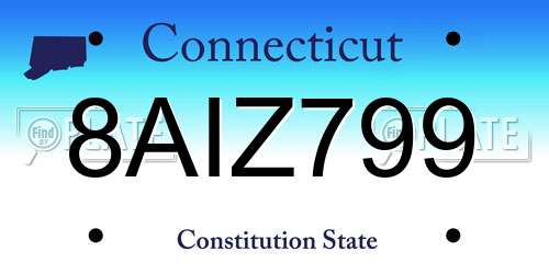 8AIZ799 Connecticut License Plate