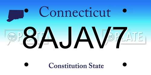 8AJAV7 Connecticut License Plate