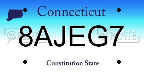 8AJEG7 Connecticut License Plate