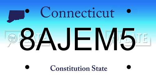 8AJEM5 Connecticut License Plate