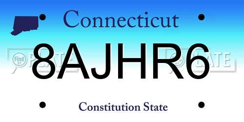 8AJHR6 Connecticut License Plate