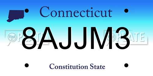 8AJJM3 Connecticut License Plate
