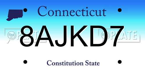 8AJKD7 Connecticut License Plate