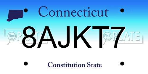 8AJKT7 Connecticut License Plate