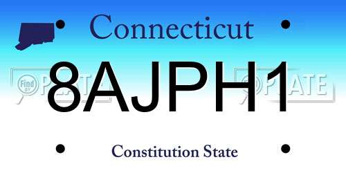 8AJPH1 Connecticut License Plate
