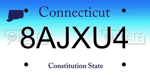 8AJXU4 Connecticut License Plate