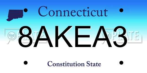 8AKEA3 Connecticut License Plate