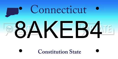 8AKEB4 Connecticut License Plate