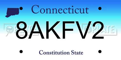 8AKFV2 Connecticut License Plate