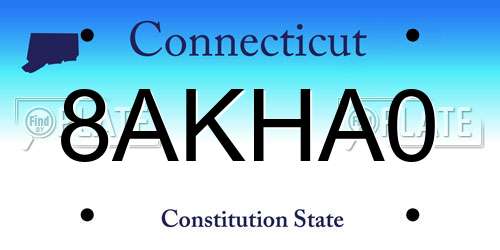 8AKHA0 Connecticut License Plate