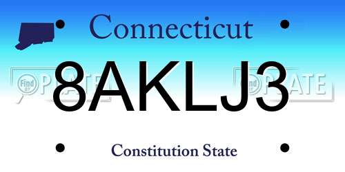 8AKLJ3 Connecticut License Plate