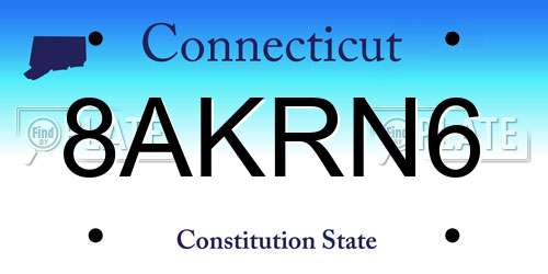 8AKRN6 Connecticut License Plate