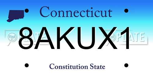 8AKUX1 Connecticut License Plate