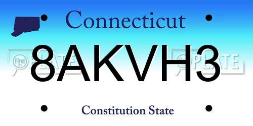 8AKVH3 Connecticut License Plate