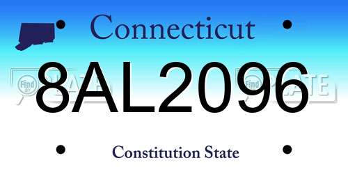 8AL2096 Connecticut License Plate