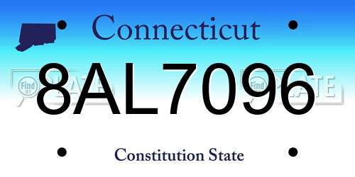 8AL7096 Connecticut License Plate