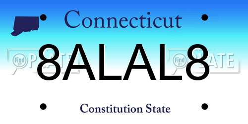 8ALAL8 Connecticut License Plate