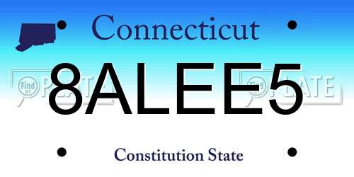 8ALEE5 Connecticut License Plate
