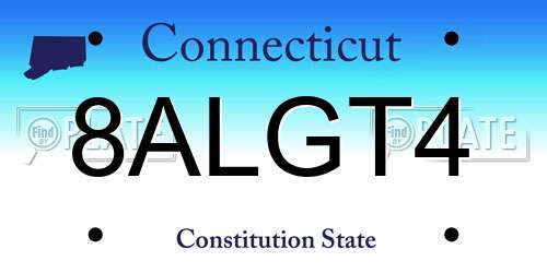 8ALGT4 Connecticut License Plate