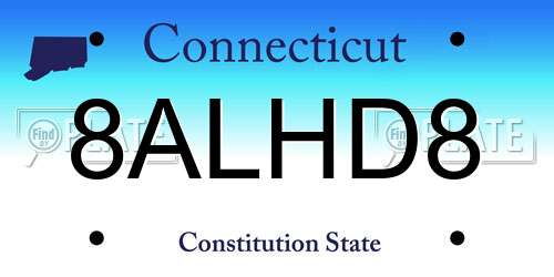 8ALHD8 Connecticut License Plate
