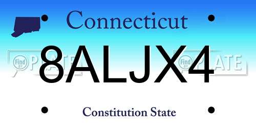 8ALJX4 Connecticut License Plate