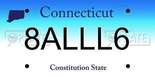 8ALLL6 Connecticut License Plate