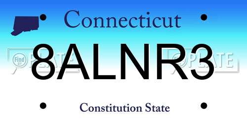 8ALNR3 Connecticut License Plate