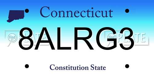 8ALRG3 Connecticut License Plate