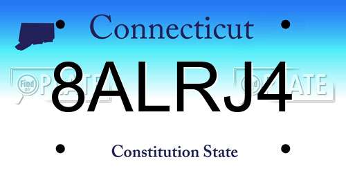 8ALRJ4 Connecticut License Plate