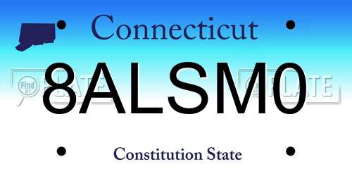 8ALSM0 Connecticut License Plate