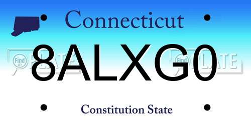 8ALXG0 Connecticut License Plate