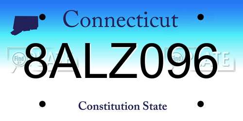 8ALZ096 Connecticut License Plate