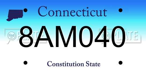 8AM040 Connecticut License Plate