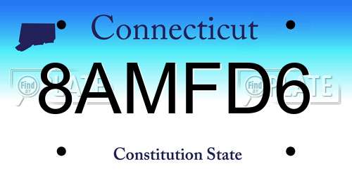 8AMFD6 Connecticut License Plate