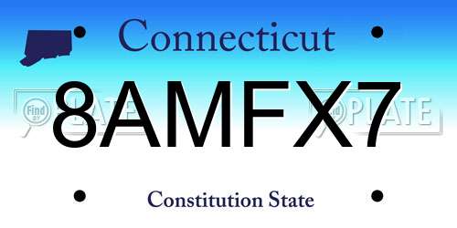 8AMFX7 Connecticut License Plate
