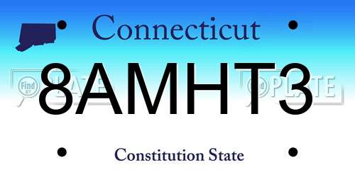 8AMHT3 Connecticut License Plate