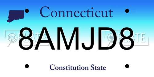 8AMJD8 Connecticut License Plate