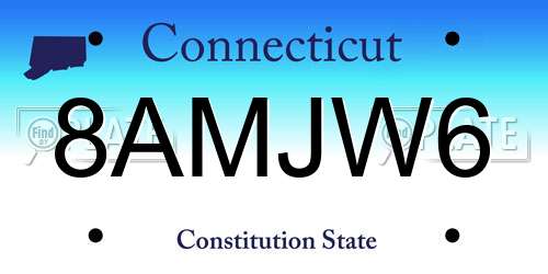 8AMJW6 Connecticut License Plate