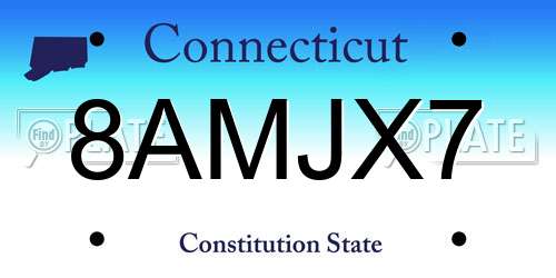 8AMJX7 Connecticut License Plate