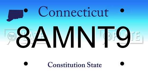 8AMNT9 Connecticut License Plate