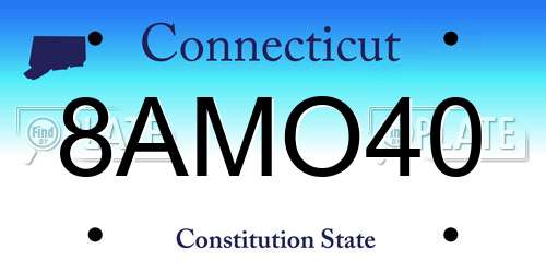 8AMO40 Connecticut License Plate