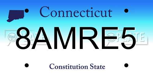 8AMRE5 Connecticut License Plate