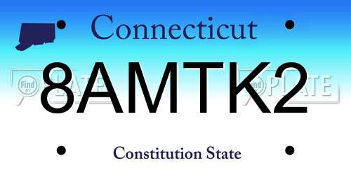 8AMTK2 Connecticut License Plate