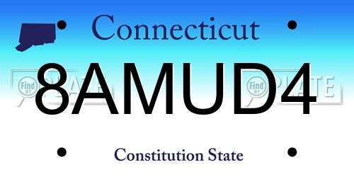 8AMUD4 Connecticut License Plate