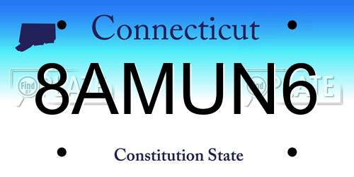 8AMUN6 Connecticut License Plate