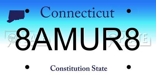 8AMUR8 Connecticut License Plate